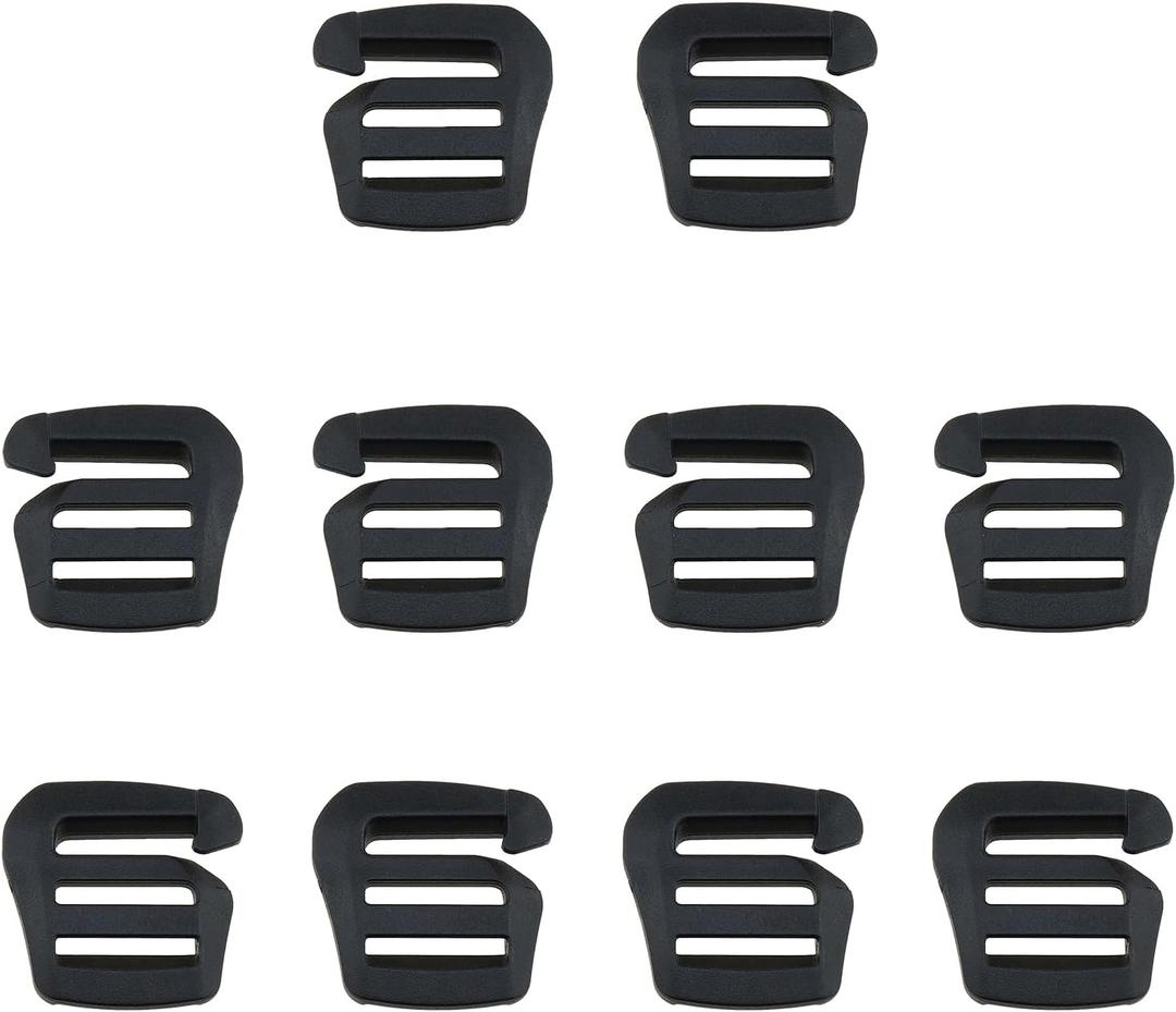 10PCS G String Plastic Buckle Backpack Strap Hardware Adjustable Outdoor Webbing Buckle Clip Black Backpack Luggage Strap Buckle for 20.5mm/0.81inch Width Backpack Webbing and Luggage Strap