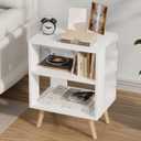 Night Stand, White Nightstand, Modern End Table with Open Storage, 2-Tier Bedside Table for Small Space, Living Room, Bedroom