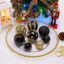 100PCS Christmas Ball Ornaments, Assorted Shatterproof Christmas Tree Decorations, Seasonal Decorative Hanging Baubles Decor Set for Xmas/Holiday/Party, Glitter&Painting Ornament Set (Black Gold)