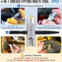 Feekoon Grease Zerk Fitting Tool All in One Grease Fittings Assortment with Removal Tool Fit 1/4"-28 SAE, 1/8"-NPT, M10x1 M8x1 and Hex Size 3/8" 5/16" 7/16" for Install, Remove, Rethread