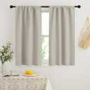 RYB HOME Blackout Short Cafe Curtains, Privacy Light Block Small Window Curtains for Bedroom Kitchen Basement Dining Classroom, W 29 x L 45 inches, Natural, 2 Panels (29"W x 45"L (Pack of 2), Natural)