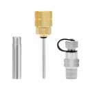 Roastove Brass Gauge Adaptor 1/4 NPT Female, 2-1/2 OAL x 1-2/5" x 1/8" Probe with Stainless Steel Sheath, Pressure Gauge Fitting kit