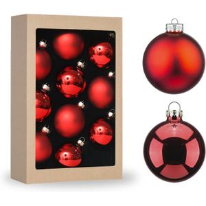 Amooca 2.64'' Christmas Glass Balls Decoration Festival Party Home Decors Holiday Xmas Tree Hanging Ornaments Set 10pc, Red