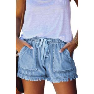 YOCUR Womens Lightweight Shorts Casual Baggy Trendy Hot Pants Elastic Waist Drawstring Comfy Shorts (X-Large)