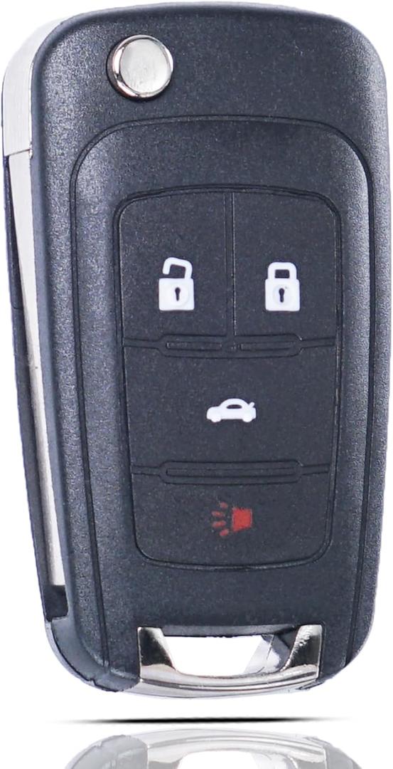 Folding Flip Key Fob Shell Case fit for Chevy Cruze Malibu Camaro Equinox Equinox Sonic GMC Terrain Buick 2010 2011 2012 2013 2014 2015 2016 Keyless Entry Key Fob Cover Replacement