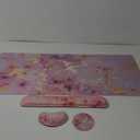 4-in-1 Large Gaming Mouse Pad, Keyboard Wrist Rest Pad & Wrist Support Mousepad Set, Extended Desk Pad Waterproof Desk Mat for Home Office Study Game-Pink Gold Marble