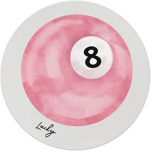 QUICQOD Coquette Mouse Pad, Trendy Round Mouse Pad, Disco Ball Mousepad Pink Lucky 8,Preppy,Non-Slip Rubber Base Mousepads for Home Office Dorm Desk Decor,8.7 x 8.7 Inch
