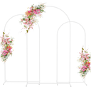 Wokceer Wedding Arch Backdrop Stand 7.2FT, 6.6FT, 6FT Set of 3 White Metal Wedding Arch Stand for Wedding Ceremony Baby Shower Birthday Party Garden Floral Balloon Arch Decoration