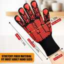BBQ Gloves, Oven Gloves, 1472F Extreme Heat Resistant Barbecue Gloves, Silicone Non-Slip Oven Mitts, Kitchen for Cooking, Grilling, and Baking (Red)