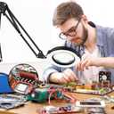 10X Magnifying Glass with Light and Stand, 5 Color Modes Stepless Dimmable LED Lighted Desk Lamp, Hands-Free Mag Desk Lamp with Clamp for Craft Hobby Painting Sewing Close Work Repair