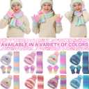 Kids Winter Hat Scarf Gloves Set, Girls Boys Toddler 8% Wool Warm Fleece Lined Pom Pom Beanie Hat Knit Neck Scarf Soft Thick Mittens Gloves for Cold Weather 3 In 1 Birthday Christmas Gift for Children