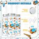 LemonRoad 24 Pcs Cowboy Plastic Cups with Lid and Straw 14 oz Reusable Cowboy Themed Party Decorations Tumbler Beer Can Iced Coffee Cup for Preppy Western Party Decoration