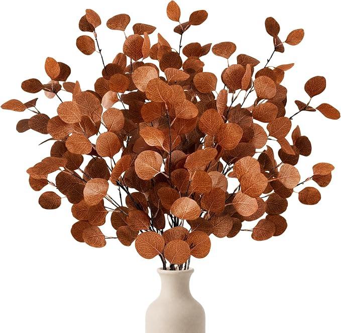 Fall Decor Artificial Eucalyptus Stems 6Pack 35.4" Autumn Leaves Branches
Fall Floral Picks for Home Table Fireplace Mantel Indoor Farmhouse Thanksgiving Decorations