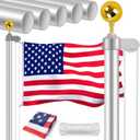 14 Gauge Sectional Flag Pole Kit, 16FT Extra Thick Heavy Duty Aluminum Outdoor In ground Flagpole with Free 3x5 Polyester American Flag and Golden Ball, for Residential or Commercial, Silver