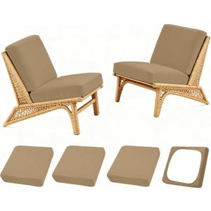 Patio Stretch Cushion Covers, Chair Cushion Covers& Sofa Replacement Slipcovers for Patio Furniture Cushion Covers, Washable Reusable Furniture Protector (4, Khaki)