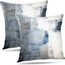 Set of 2 Blue and Grey Art Artwork Contemporary Decorative Gray Home Decorative Throw Pillows Covers Cushion Cover for Bedroom Sofa Living Room 18X18 Inches