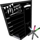 Cinch! 16x12-Inch Chalkboard Weekly Menu - Magnetic Meal Planner Board for Refrigerator - Reusable Black Menu Board with 3 Neon Liquid Chalk Markers - Weekly Food Planner for Kitchen Organization