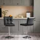 DUMOS Bar Stools Set of 2, 24 inch Counter Height Bar Stools, Upholstered Modern Kitchen Barstools with Metal Base, PU Leather Saddle Stools for Kitchen Island, Inky Black