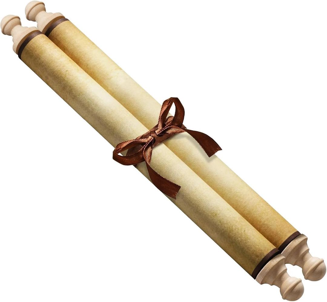 Makevivi 1 PCS Blank Scrolls Paper with Wood Rods, for Naughty or Nice List, Writing, Wedding Vows, Invitation, Love Letter, Cosplay Prop, Renaissance, 7.1 x 31.5 inches (style1)