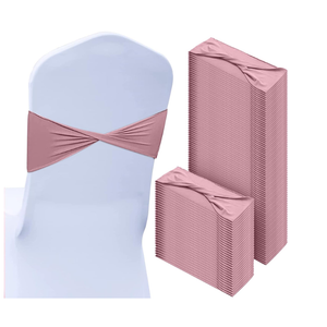 Kinlop 150 Pcs Spandex Chair Sashes Bows Stretch Chair Cover Bands Elastic Ties Bands Slider Sashes Without Buckle Decorations for Wedding Party Events Ceremony Birthday(Dusty Pink)