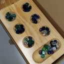AMEROUS Wooden Mancala Board Game Set - Upgraded Larger Size - 72+8 Bonus Multi Color Glass Stones - Folding Board - Gift Package -Instructions, Portable Board Game for Adults, Kids