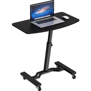SHW Mobile Height Adjustable Laptop Rolling Cart with Height Adjustment from 28" to 33", Black