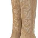 IUV Cowboy Boots For Women Knee High Western Cowgirl Boots Snip Toe Side Zipper Chunky Heel 10.5