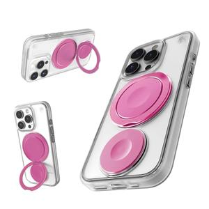 STM Roll Spin MagSafe® Case for iPhone 16 Pro - Designed to Calm Your Mind- Fidget Spinning Disc- Impact Absorbing TPU for Enhanced Drop Protection - Magnetic Ring 360° Kickstand - Clear/Pink