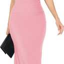 Capuffy Women Drape Neck Formal Maxi Dresses Lace Backless Cocktail Party Dress Spaghetti Straps Mermaid Evening Gown 221 (Pink, S)