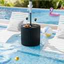 Outdoor Umbrella Stand with Hole, in Pool Umbrella Stand with Weighted Water Filled Bladder, Fluted Vertical Ribbed Design, All Weather Umbrella Side Table Base, Patio Umbrella Base, Black
