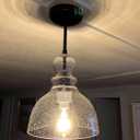 2 Pack 1 Light Hanging Kitchen Island Pendant Light 7.3" Clear Seeded Glass Indoor Pendant Ceiling Light Fixtures,Black Finish Modern Farmhouse Dinning Over Sink