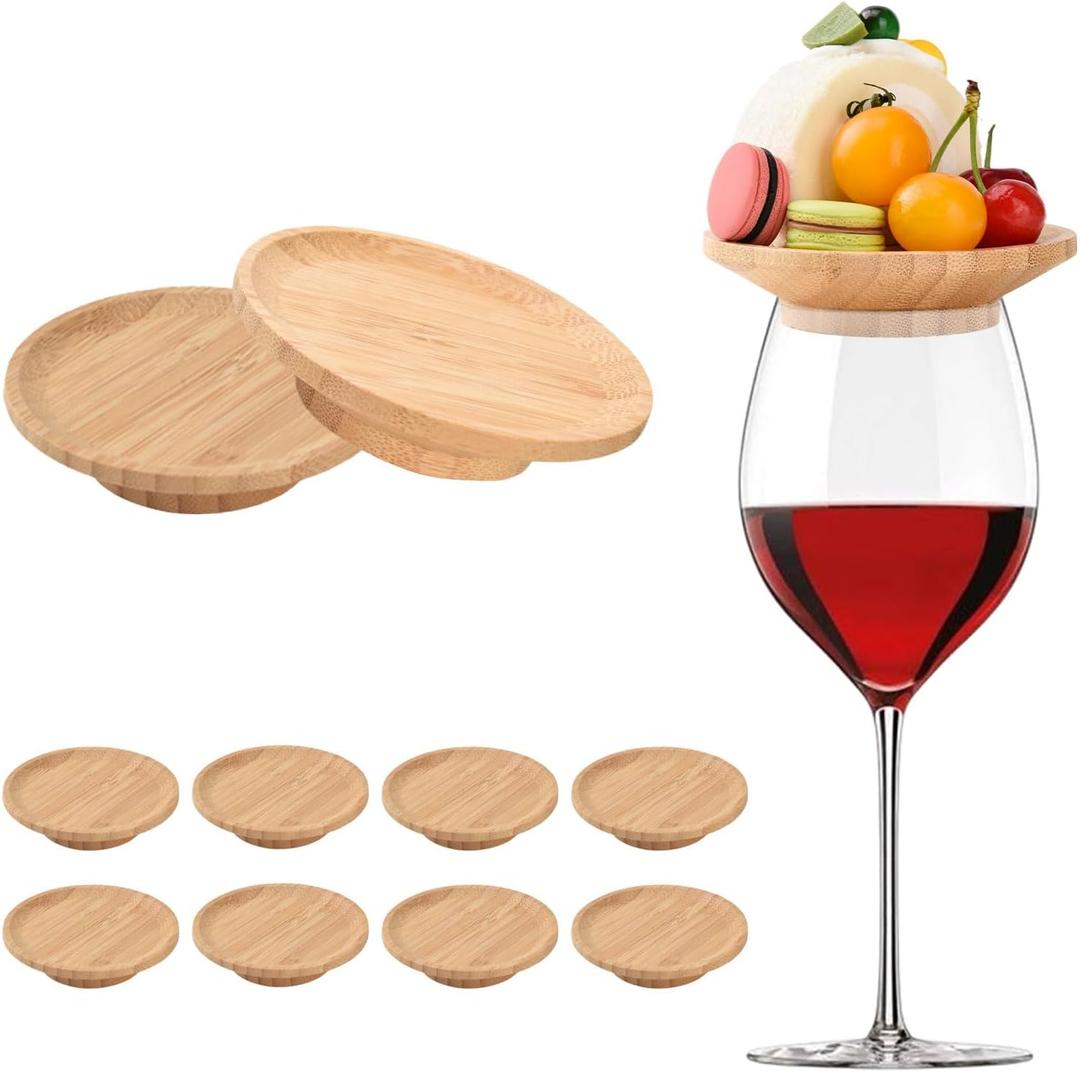 10 Pcs Wine Glass Charcuterie Topper, 4" Mini Charcuterie Boards, Wine Appetizer Plates for Family Gatherings, Restaurants, Bars