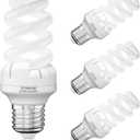 Lustaled E26 CFL Light Bulbs, T2 Spiral 13W(60W Equivalent) Compact Fluorescent Bulbs Soft White 2700K, Non Dimmable Energy Saving Light Bulbs for Ceiling Fan, Bathroom, Office, Desk/Floor Lamp-4PCS