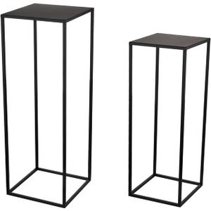 Pack of 2 Already installed Black Plant Stand,Dimension 9.84*H27.56in and 8.66*H23.62in,indoor stable steel frame Flower Stands drink table for party wedding Centrepieces Living Room Patio Garden