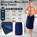 Tudomro 1 Pcs Men's Bath Wrap Towel Large Shower Adjustable Terry Body Spa Towel with Pocket After Shower Wrap for Men Gift Spa College Bath Dorm Room Gym (Navy Blue)