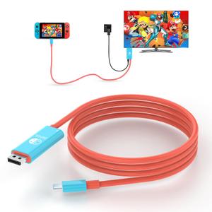 USB C to Displayport Cable for Nintendo Switch Dock Support 8K@60Hz 6.6FT, Switch Dock with 100W PD for Nintendo Switch NS/OLED- (USB C to DP1.4 Red and Blue) Not for Switch 2