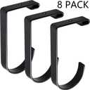 8-Pack Heavy Duty Add-On Flat Hook Accessory for Garage Ceiling Storage Rack and Wall Shelving, Alloy Steel, Black - Suitable for FLEXINOUMTS Racks and Shelves