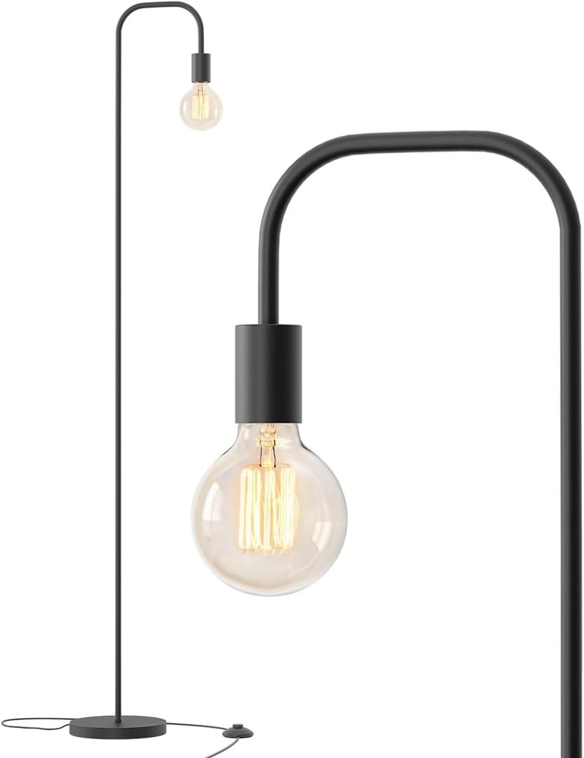 Oneach Black Floor Lamp 63.75" Industrial Floor Lamp, On/Off Footswitch, Modern Floor Lamp for Living Room Bedroom Reading Office Metal Minimalist Standing Lamp Tall Pole Lamps