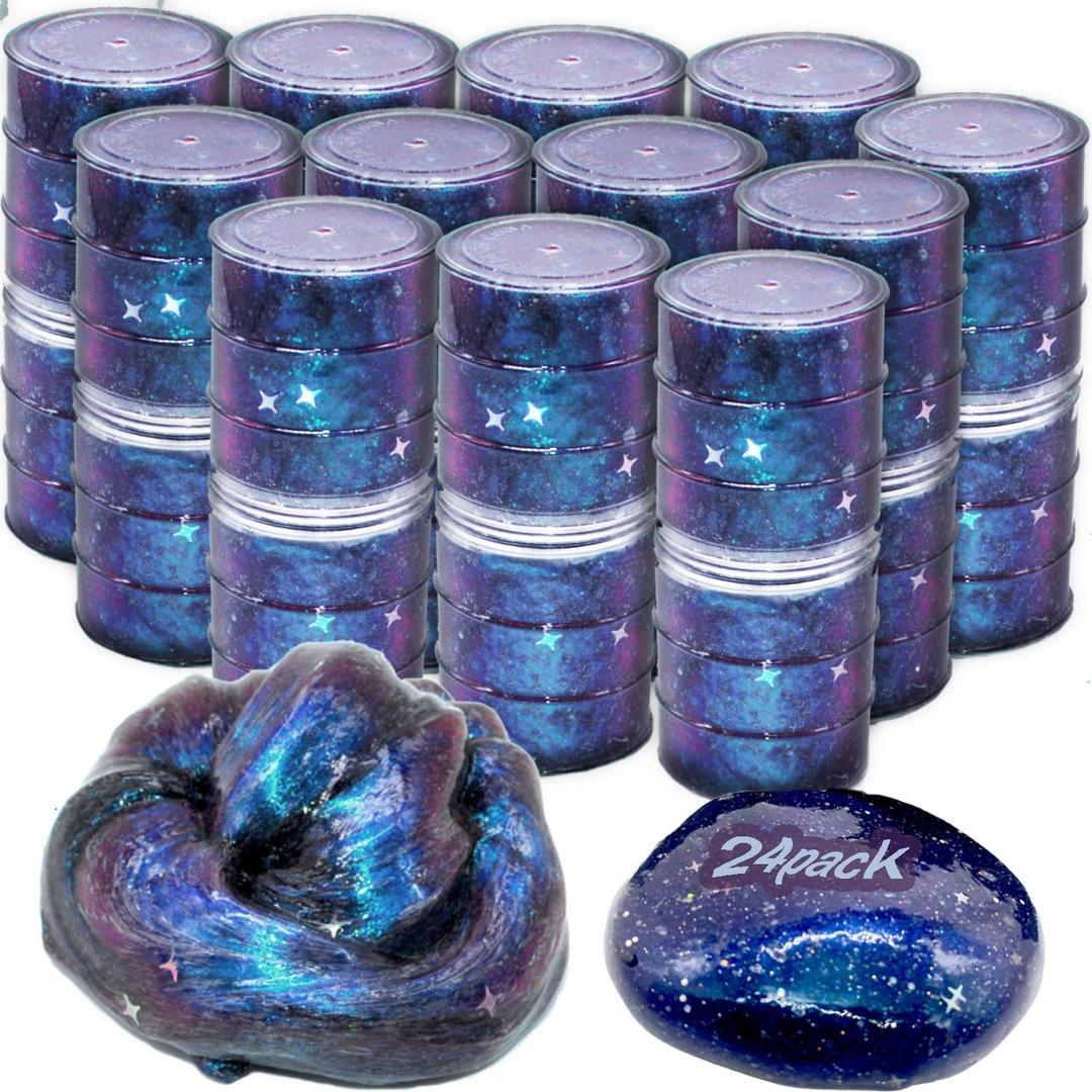 24 Pack Galaxy Star Slime,Party Favor for Kids Girls & Boys,Non Sticky, Stress & Anxiety Relief, Wet, Super Soft Sludge Toy,Creative Toy for Kids and Adults, Easter Egg Filling Stuffers (Gradient Color)