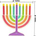 Mini Multicolor Hanukkah Menorah, 5" Inch Children Wooden Chanukah Menorah Set with Removable Wooden Candles, 3" Inch Dreidel, and Gelt Coins (Single)