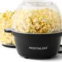 Nostalgia Non Stick Stirring Popcorn Maker for 8 Cups of Theatre Style Popcorn with Hot Oil - Dual-Use Lid & Serving Bowl - Quick Heat Technology & Cool Touch Handles - Ez Store - Black