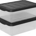 2-Pack 14 Quart Clear Plastic Latching Storage Box, Heavy-Duty Organizing Containers for Closet, Bedroom, Office