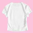 QJQ Women's Letter Graphic Bow Short Sleeve Crewneck Crop Tops Y2K Slim Fit Cute T Shirts Casual Trendy Tees (White, XS)