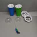 FANS-ONE Slushie Cup, 2 Pack Slushy Maker Cup, Frozen Magic Squeeze Cups for Juice Milk Yogurt Ice Cream Make, DIY Cooling Cup with Lid & Straw Cool Stuff Things for Kids Friends Family (Blue+Green)