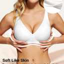 As Fairy 2026 Deep V Wireless Push Up Bras for Women Soft Support Bra with Lift Comfortable T-Shirt Bra for Daily Wear (White) US40 A