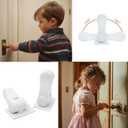6 Packs Child Safety Door Lever Locks, No Drill Baby Proof Handle Lock with Adhesive, Easy for Adults, Fits Most Door Handles(White)