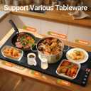 Warming Mat for Food - Full Surface Rapid Heating, Rollable & Portable Food Warmer Mat with 6 Temperature Settings and 1-4 hours adjustable Timer, Silicone Heating Mat (Black, 36x16 inch)