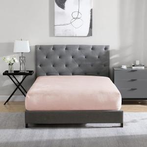 Cathay Home Twin Plush Fur Fitted Sheet - Ultra Soft & Thick Plush Fur - All Season Cozy Warmth - 12" Deep Pocket Fitted Sheet Only (Twin, Blush)