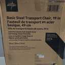 Medline Steel Transport Chair, Folding Transport Wheelchair, Removable Swing-Away Footrests, Full-Length Armrests, 19" Seat, 250 lb. Capacity, Blue