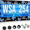 Akkya License Plate Frames for Women Men Car Plate Holder Cover Cute Funny Cartoon Metal Tag Frame Stainless Steel Car Accessories Front Rear Plate Decor(Black & Blue)